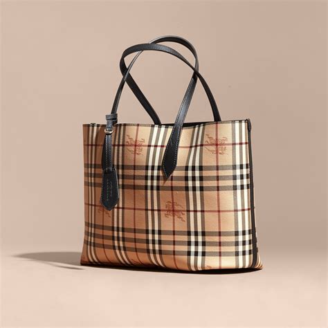 burberry small haymarket check and leather tote bag|Burberry haymarket tote price.